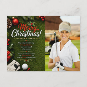 Cartão Postal Golf Natal Crie sua própria foto de golfista 