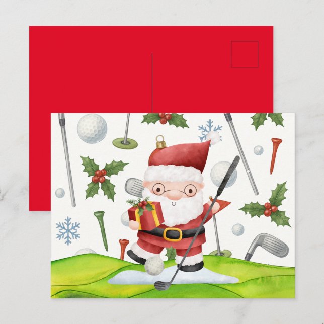 Cartão Postal Golf Natal Santa Claus GOLFING (Frente/Verso)