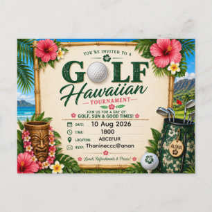 Cartão Postal Golf no Havaí temático para Festa do Golfista Hava