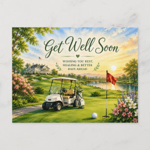 Cartão Postal Golf Recupere-se Logo Aquarela para Golfista