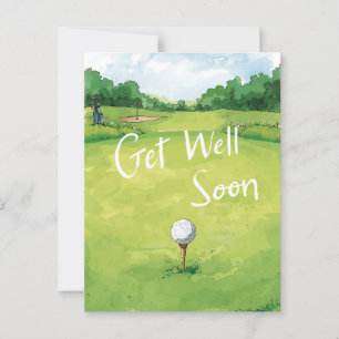 Cartão Postal Golf Sai Bem Em Breve - Curso De Golfe De Aquarela