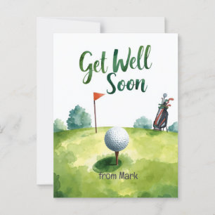 Cartão Postal Golf Sai Bem Em Breve - Curso De Golfe De Aquarela