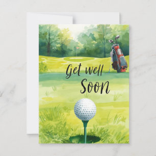 Cartão Postal Golf Sai Bem Em Breve - Curso De Golfe De Aquarela