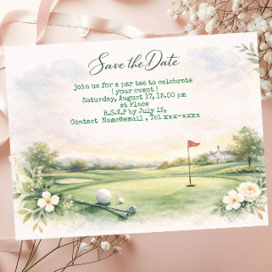Cartão Postal Golf salvar a data com bola de golfe NO GREEN