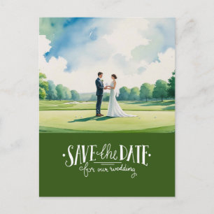 Cartão Postal Golf salvar a data para o casamento noiva noivo