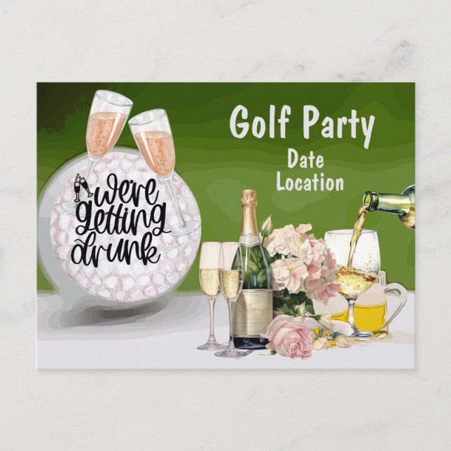 Cartão Postal Golf Salve a data para a despedida de solteira (Frente)