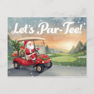 Cartão Postal Golf Santa de Carrinho Vermelho – Divertida Par-Te