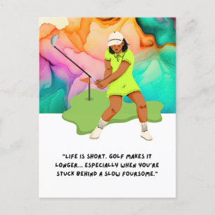 Cartão Postal Golf tem uma frase engraçada que diz "saudação de