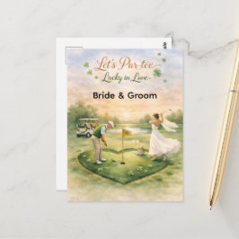 Cartão Postal Golf Wedding Lucky in Love St. Patrick's Day theme