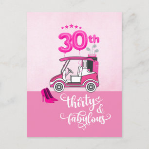 Cartão Postal Golfe Aniversário de 30 anos para mulher golfista 