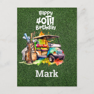 Cartão Postal Golfe Aniversário de 40 anos Golfista Anos Sendo