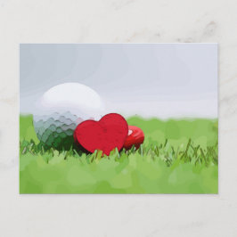 Cartão Postal Golfe com coração na grama verde Cartão-postal