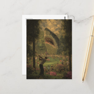 Cartão Postal Golfe Com Tubarão Surreal