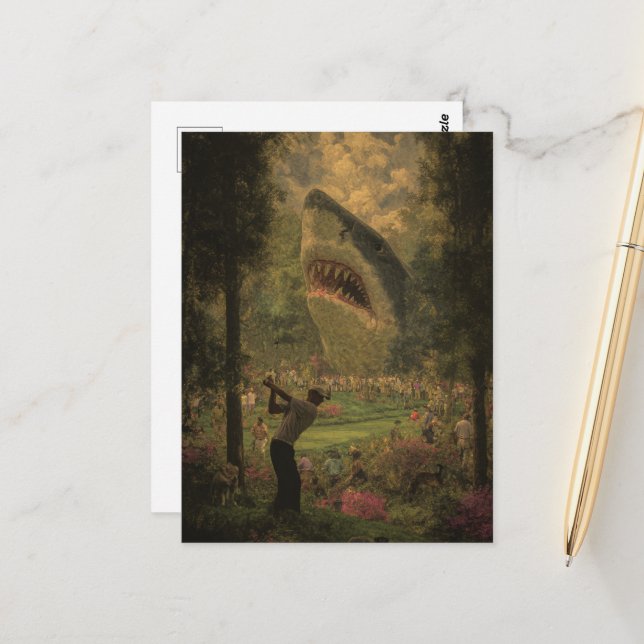 Cartão Postal Golfe Com Tubarão Surreal (Frente/Verso In Situ)