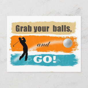 Cartão Postal Golfe Engraçado Agarre suas bolas ID466