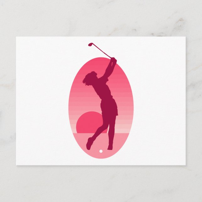 Cartão Postal Golfe feminino rosa (Frente)