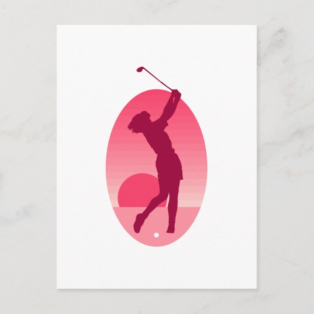 Cartão Postal Golfe feminino rosa (Frente)
