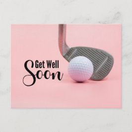 Cartão Postal Golfe Melhoras para mulher Golfer tema rosa
