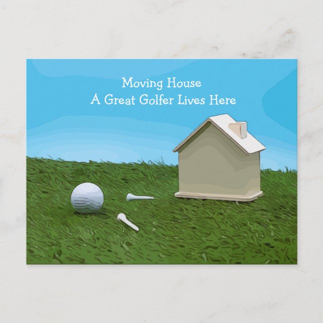 Cartão Postal Golfe movendo casa com um Excelente Golfista vive  (Frente)