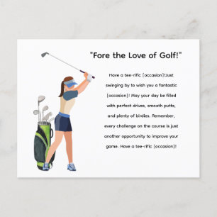 Cartão Postal Golfe Mulher Golfe Golfe é Golfe