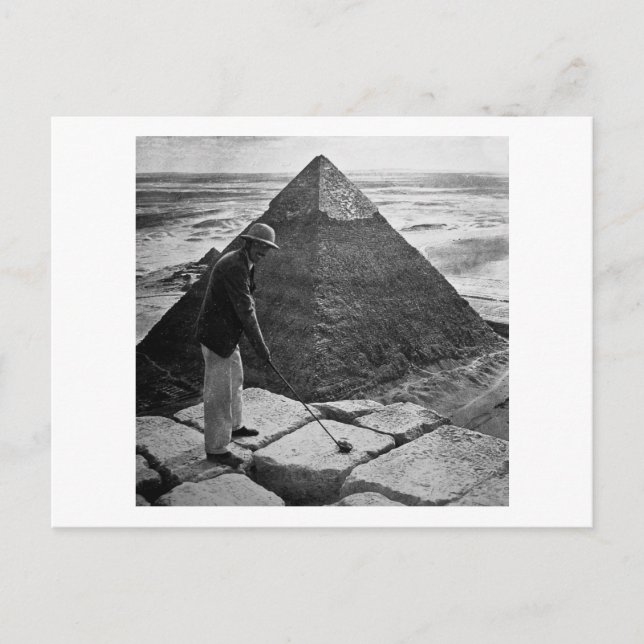 Cartão Postal Golfe na Pirâmide Preto e Branco (Frente)