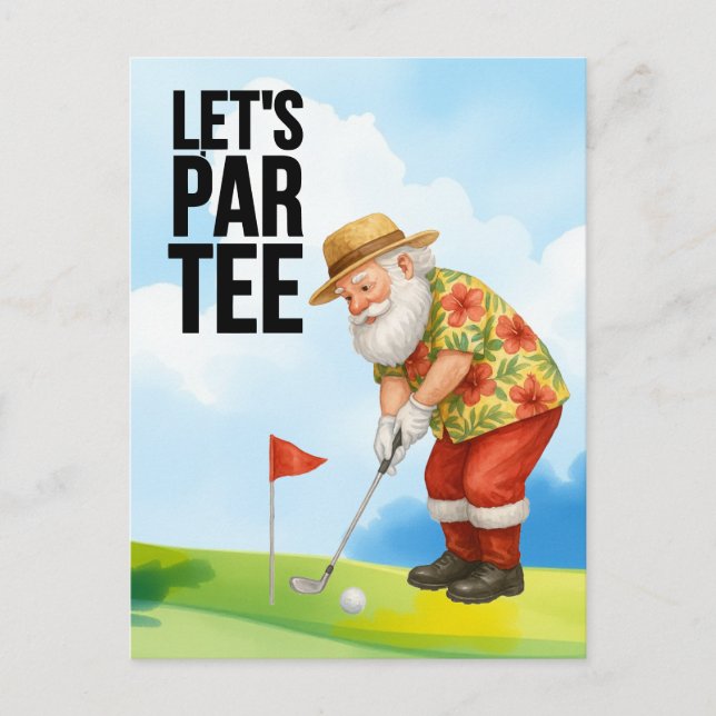Cartão Postal Golfe no Natal de julho com Papai Noel  Golfe (Frente)