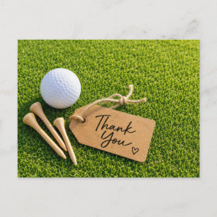 Cartão Postal Golfe Obrigado com bola na grama verde