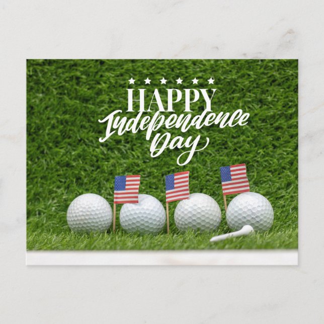 Cartão Postal Golfe para 4 de julho FELIZ Dia da Independência A (Frente)