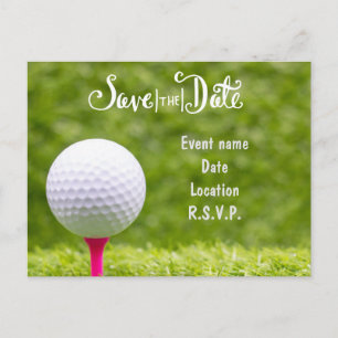 Cartão Postal Golfe Salve a data com bolas de golfe na grama ver