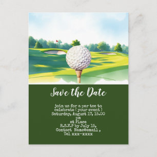 Cartão Postal Golfe salve o encontro com bola de golfe sobre gra