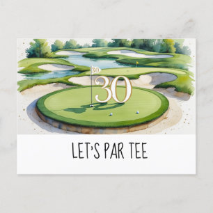 Cartão Postal Golfe Vamos Par tee  Aniversário de 30 anos para f