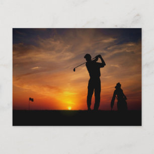 Cartão postal Golfer Sunset