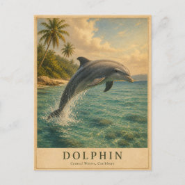 Cartão Postal Golfinho Águas Caribenhas VINTAGE