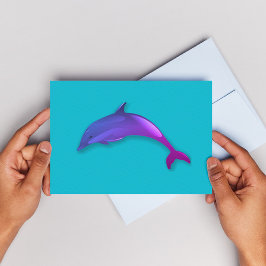 Cartão Postal Golfinho-branco em roxo rosa