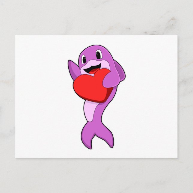 Cartão Postal Golfinho com Coração (Frente)