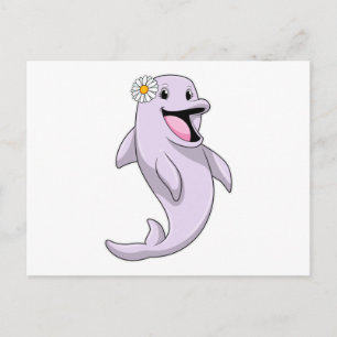 Cartão Postal Golfinho com Flor de Margarida