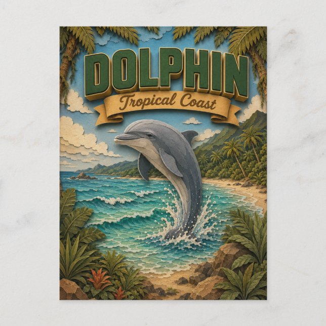 Cartão Postal Golfinho Costa Tropical POPCUT (Frente)
