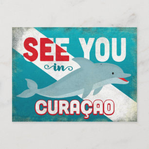 Cartão Postal Golfinho de Curaçao - Viagens vintage Retroativa