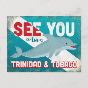 Cartão Postal Golfinho de Trinidad e Tobago - Viagem Retro Vinta