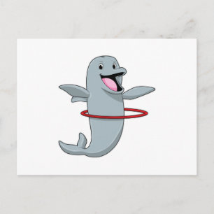 Cartão Postal Golfinho em treinamento de Resistência com pneus d