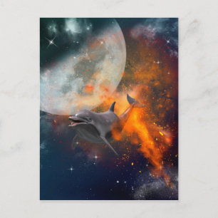 Cartão Postal Golfinho engraçado no universo