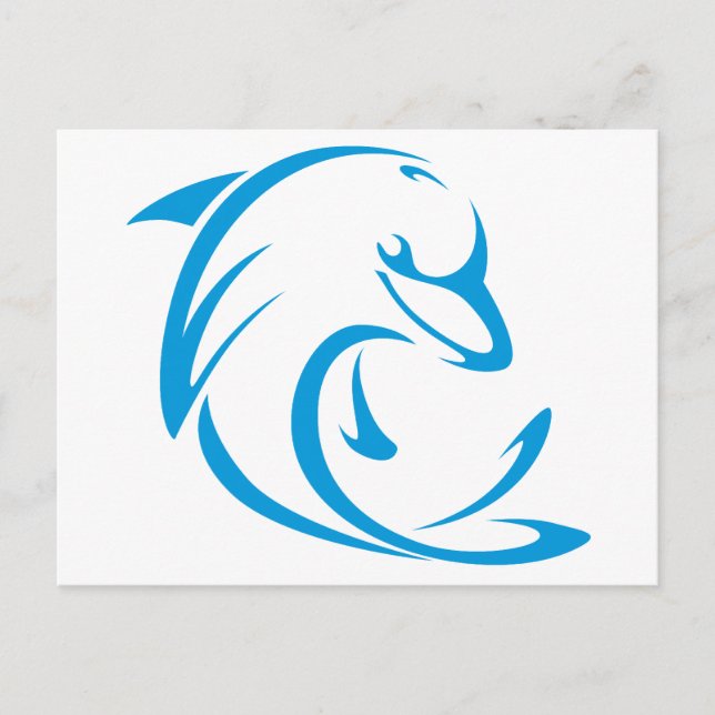 Cartão Postal Golfinho Feliz no Estilo de Desenho do Balanço (Frente)