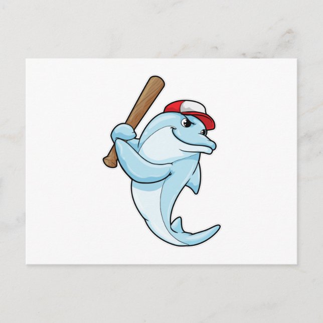 Cartão Postal Golfinho no beisebol como batedor (Frente)