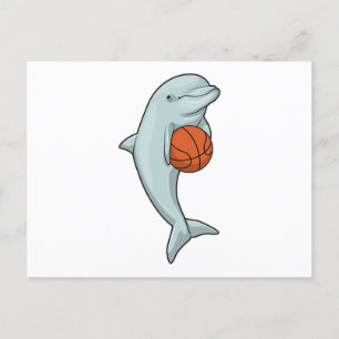 Cartão Postal Golfinho no Esporte Basquete