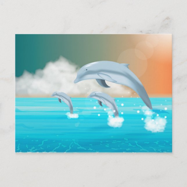 Cartão Postal golfinho saltando no oceano (Frente)