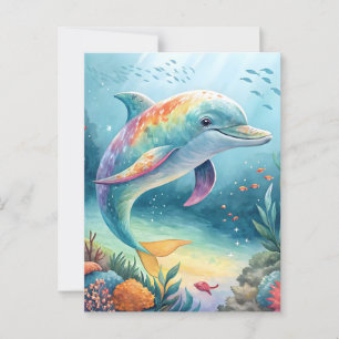 Cartão Postal Golfinho submarino