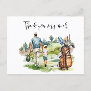 Cartão Postal Golfista em campo de golfe aquarela para o Pai