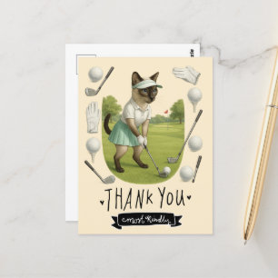 Cartão Postal Golfista no campo de golfe para amantes de gatos