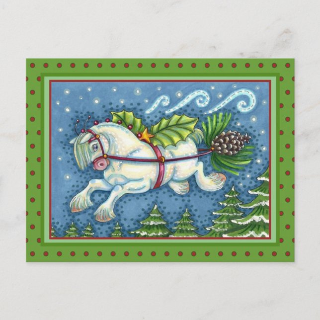 CARTÃO POSTAL GOLPE DE NATAL PULLING PINECONE SLEIGH (Frente)