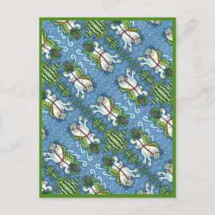 CARTÃO POSTAL GOLPE DE NATAL PULLING PINECONE SLEIGH